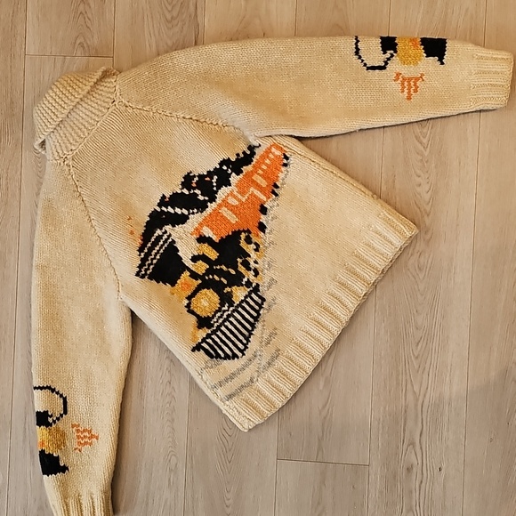 Vintage Wool Cowichan Style Locomotive Train Cardigan Sweater, XS/Sm *Wear - Picture 10 of 16